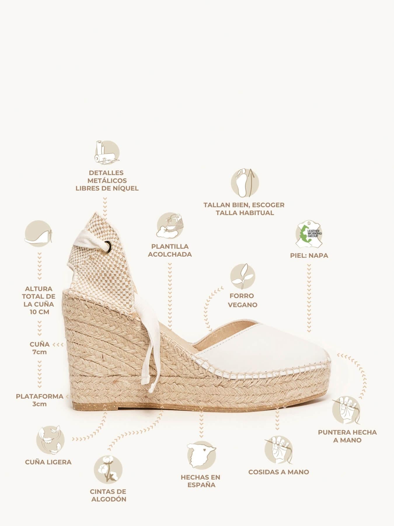 Sandália Romero Anabela 10 cm Napa Branco