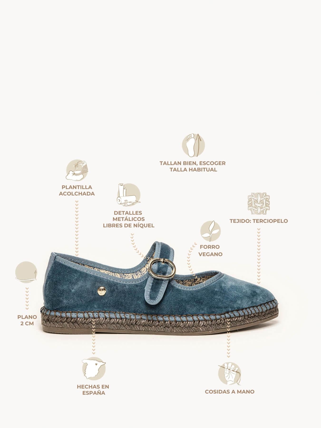 Sapatilha Azucena Veludo Azul Jeans