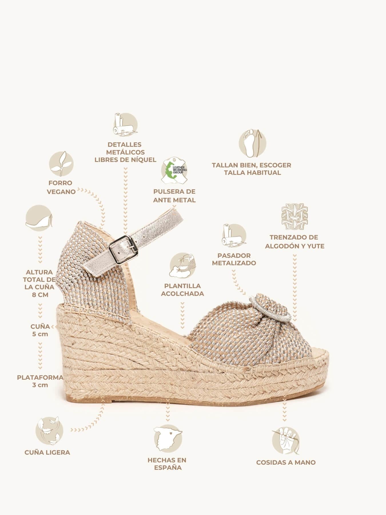 Sandália Anabela Média Plataforma Amapola Tira Prata