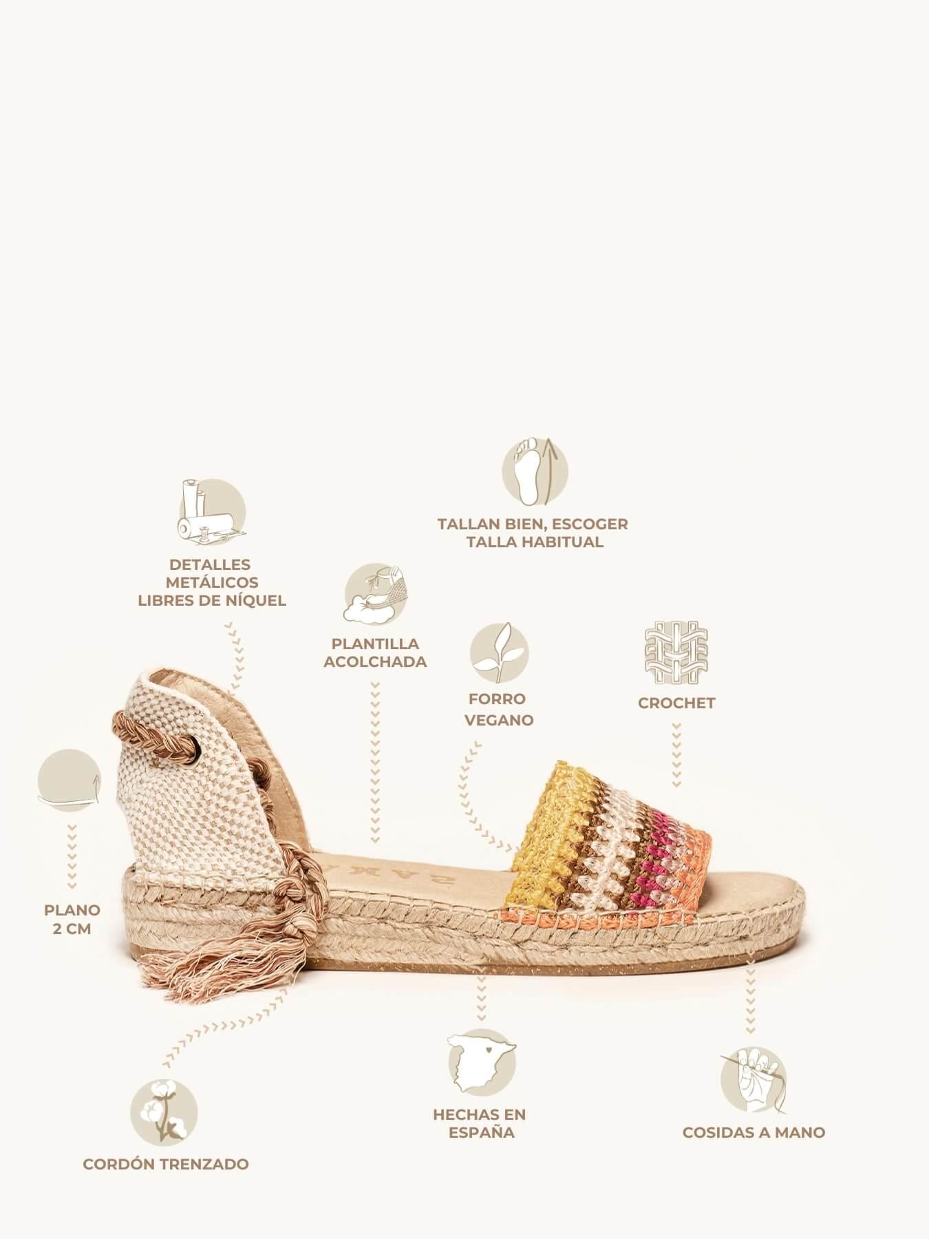 Sandália Aulaga Crochê Listras Laranja