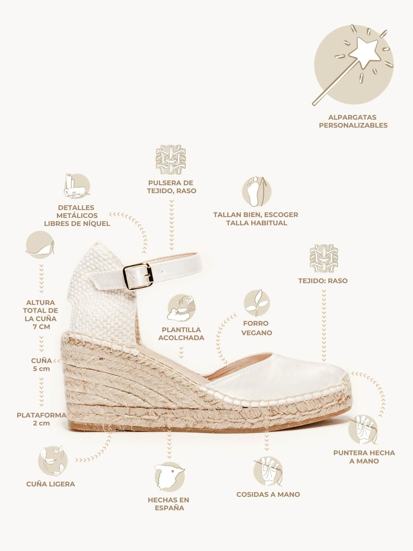 Sandália Anabela Média Dalia Cetim Branco